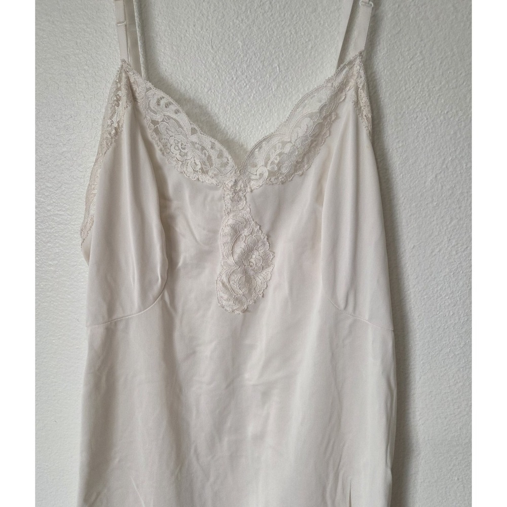 Penneys Gaymode Womens Slip Dress Medium Ivory Vintage Nylon Chiffon Lace Trim